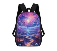 sinyumoney Backpack for Boys Girls 3d Print Fantasy Valley with Luminous Sky -1 Bookbag Elementary School Kids Casual Travel Bag Laptop Daypack 17inch