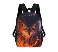 sinyumoney Backpack for Boys Girls 3d Print Fiery Owl Portrait -1 Bookbag Elementary School Kids Casual Travel Bag Laptop Daypack 17inch