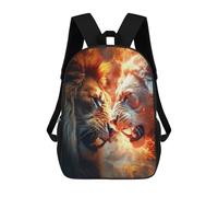 sinyumoney Backpack for Boys Girls 3d Print Fire Vs. Ice Lion Battle Bookbag Elementary School Kids Casual Travel Bag Laptop Daypack 17inch