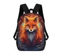 sinyumoney Backpack for Boys Girls 3d Print Flame Fox Portrait Bookbag Elementary School Kids Casual Travel Bag Laptop Daypack 17inch