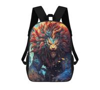 sinyumoney Backpack for Boys Girls 3d Print Flaming Lion Guardian Bookbag Elementary School Kids Casual Travel Bag Laptop Daypack 17inch