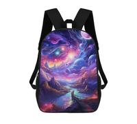 sinyumoney Backpack for Boys Girls 3d Print Galactic Fantasy Landscape -5 Bookbag Elementary School Kids Casual Travel Bag Laptop Daypack 17inch
