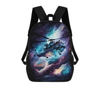 sinyumoney Backpack for Boys Girls 3d Print Galactic Helicopter Adventure -13 Bookbag Elementary School Kids Casual Travel Bag Laptop Daypack 17inch