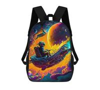 sinyumoney Backpack for Boys Girls 3d Print Galactic Odyssey Astronaut's Journey Bookbag Elementary School Kids Casual Travel Bag Laptop Daypack 17inch