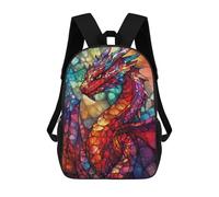sinyumoney Backpack for Boys Girls 3d Print Glowing Stained Glass Dragon Bookbag Elementary School Kids Casual Travel Bag Laptop Daypack 17inch
