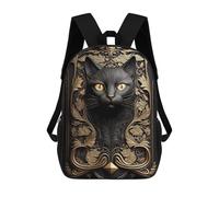 sinyumoney Backpack for Boys Girls 3d Print Golden Cat Portrait Bookbag Elementary School Kids Casual Travel Bag Laptop Daypack 17inch