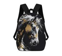 sinyumoney Backpack for Boys Girls 3d Print Golden Horse Portrait Bookbag Elementary School Kids Casual Travel Bag Laptop Daypack 17inch