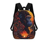 sinyumoney Backpack for Boys Girls 3d Print Gorilla Sunset Majesty Bookbag Elementary School Kids Casual Travel Bag Laptop Daypack 17inch