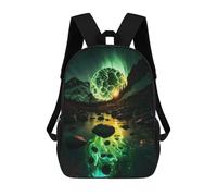 sinyumoney Backpack for Boys Girls 3d Print Green Moon Reflections in Nature Bookbag Elementary School Kids Casual Travel Bag Laptop Daypack 17inch