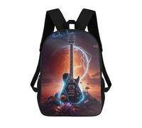 sinyumoney Backpack for Boys Girls 3d Print Guitar in Fantasy Landscape Bookbag Elementary School Kids Casual Travel Bag Laptop Daypack 17inch
