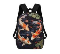 sinyumoney Backpack for Boys Girls 3d Print Japanese Koi Fish Pond Art Print-1 Bookbag Elementary School Kids Casual Travel Bag Laptop Daypack 17inch