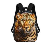 sinyumoney Backpack for Boys Girls 3d Print Leopard Portrait Wild Beauty Bookbag Elementary School Kids Casual Travel Bag Laptop Daypack 17inch