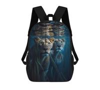 sinyumoney Backpack for Boys Girls 3d Print Lion Reflection in Water Bookbag Elementary School Kids Casual Travel Bag Laptop Daypack 17inch