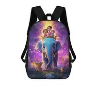 sinyumoney Backpack for Boys Girls 3d Print Magic Elephant Adventure Bookbag Elementary School Kids Casual Travel Bag Laptop Daypack 17inch