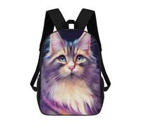 sinyumoney Backpack for Boys Girls 3d Print Magical Cat Portrait Bookbag Elementary School Kids Casual Travel Bag Laptop Daypack 17inch