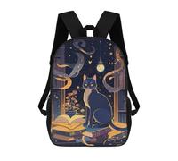 sinyumoney Backpack for Boys Girls 3d Print Magical Night Library Scene Bookbag Elementary School Kids Casual Travel Bag Laptop Daypack 17inch