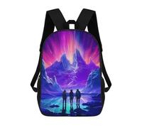 sinyumoney Backpack for Boys Girls 3d Print Mountain Aurora Reflections Bookbag Elementary School Kids Casual Travel Bag Laptop Daypack 17inch