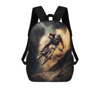 sinyumoney Backpack for Boys Girls 3d Print Mountain Bike Rider in Action Bookbag Elementary School Kids Casual Travel Bag Laptop Daypack 17inch