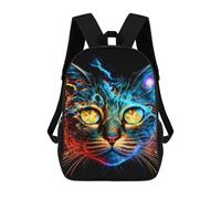 sinyumoney Backpack for Boys Girls 3d Print Neon Cat Eyes Artwork Bookbag Elementary School Kids Casual Travel Bag Laptop Daypack 17inch