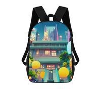 sinyumoney Backpack for Boys Girls 3d Print Neon Cityscape with Lights Bookbag Elementary School Kids Casual Travel Bag Laptop Daypack 17inch