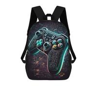 sinyumoney Backpack for Boys Girls 3d Print Neon Gaming Controller Artwork-3 Bookbag Elementary School Kids Casual Travel Bag Laptop Daypack 17inch