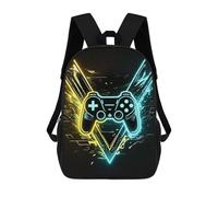 sinyumoney Backpack for Boys Girls 3d Print Neon Gaming Controller Artwork-4 Bookbag Elementary School Kids Casual Travel Bag Laptop Daypack 17inch