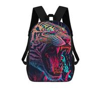 sinyumoney Backpack for Boys Girls 3d Print Neon Tiger Roar Bookbag Elementary School Kids Casual Travel Bag Laptop Daypack 17inch