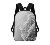 sinyumoney Backpack for Boys Girls 3d Print Ocean Waves on Black And White Beach Bookbag Elementary School Kids Casual Travel Bag Laptop Daypack 17inch
