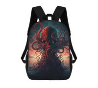 sinyumoney Backpack for Boys Girls 3d Print Octopus Skull Sunset Bookbag Elementary School Kids Casual Travel Bag Laptop Daypack 17inch