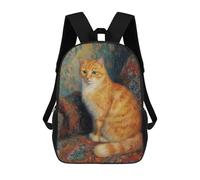 sinyumoney Backpack for Boys Girls 3d Print Orange Cat on Red Couch Bookbag Elementary School Kids Casual Travel Bag Laptop Daypack 17inch