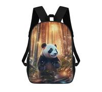 sinyumoney Backpack for Boys Girls 3d Print Panda in Bamboo Forest Bookbag Elementary School Kids Casual Travel Bag Laptop Daypack 17inch