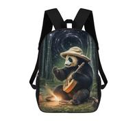 sinyumoney Backpack for Boys Girls 3d Print Panda Playing Guitar in Bamboo Forest Bookbag Elementary School Kids Casual Travel Bag Laptop Daypack 17inch
