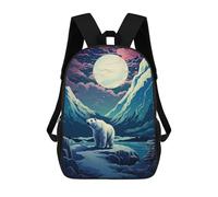 sinyumoney Backpack for Boys Girls 3d Print Polar Bear Moonlit Landscape-1 Bookbag Elementary School Kids Casual Travel Bag Laptop Daypack 17inch