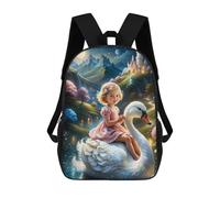 sinyumoney Backpack for Boys Girls 3d Print Princess on A Swan Bookbag Elementary School Kids Casual Travel Bag Laptop Daypack 17inch
