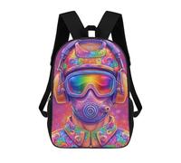 sinyumoney Backpack for Boys Girls 3d Print Psychedelic Gas Mask Art Print Bookbag Elementary School Kids Casual Travel Bag Laptop Daypack 17inch