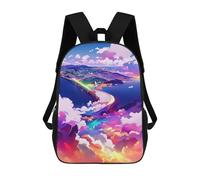 sinyumoney Backpack for Boys Girls 3d Print Rainbow Bridge Over Clouds Bookbag Elementary School Kids Casual Travel Bag Laptop Daypack 17inch