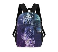 sinyumoney Backpack for Boys Girls 3d Print Reflections of Nature Cat And Tiger Bookbag Elementary School Kids Casual Travel Bag Laptop Daypack 17inch