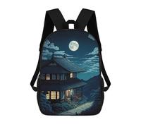 sinyumoney Backpack for Boys Girls 3d Print Retro Japanese Village Bookbag Elementary School Kids Casual Travel Bag Laptop Daypack 17inch