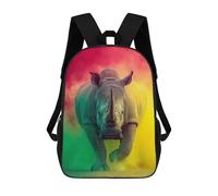 sinyumoney Backpack for Boys Girls 3d Print Rhinoceros in Vibrant Colors Bookbag Elementary School Kids Casual Travel Bag Laptop Daypack 17inch