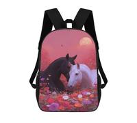 sinyumoney Backpack for Boys Girls 3d Print Romantic Horse Meadow Sunset Bookbag Elementary School Kids Casual Travel Bag Laptop Daypack 17inch