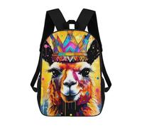 sinyumoney Backpack for Boys Girls 3d Print Royal Llama Art Print Bookbag Elementary School Kids Casual Travel Bag Laptop Daypack 17inch