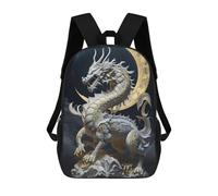 sinyumoney Backpack for Boys Girls 3d Print Serene Celestial Dragon Statue Bookbag Elementary School Kids Casual Travel Bag Laptop Daypack 17inch
