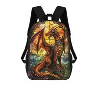 sinyumoney Backpack for Boys Girls 3d Print Serene Stained Dragon Bookbag Elementary School Kids Casual Travel Bag Laptop Daypack 17inch