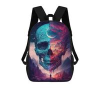 sinyumoney Backpack for Boys Girls 3d Print Skull Landscape with Mountains Bookbag Elementary School Kids Casual Travel Bag Laptop Daypack 17inch