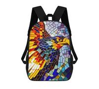 sinyumoney Backpack for Boys Girls 3d Print Stained Glass Eagle Mosaic Art Bookbag Elementary School Kids Casual Travel Bag Laptop Daypack 17inch