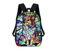 sinyumoney Backpack for Boys Girls 3d Print Stained Glass Lion Artwork Bookbag Elementary School Kids Casual Travel Bag Laptop Daypack 17inch