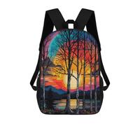 sinyumoney Backpack for Boys Girls 3d Print Stained Glass Sunset Reflections Bookbag Elementary School Kids Casual Travel Bag Laptop Daypack 17inch
