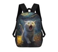 sinyumoney Backpack for Boys Girls 3d Print Surprised Cat Painting Bookbag Elementary School Kids Casual Travel Bag Laptop Daypack 17inch