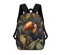 sinyumoney Backpack for Boys Girls 3d Print Toucan in Lush Foliage Bookbag Elementary School Kids Casual Travel Bag Laptop Daypack 17inch