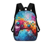 sinyumoney Backpack for Boys Girls 3d Print Vibrant Game Controller Artwork -1 Bookbag Elementary School Kids Casual Travel Bag Laptop Daypack 17inch